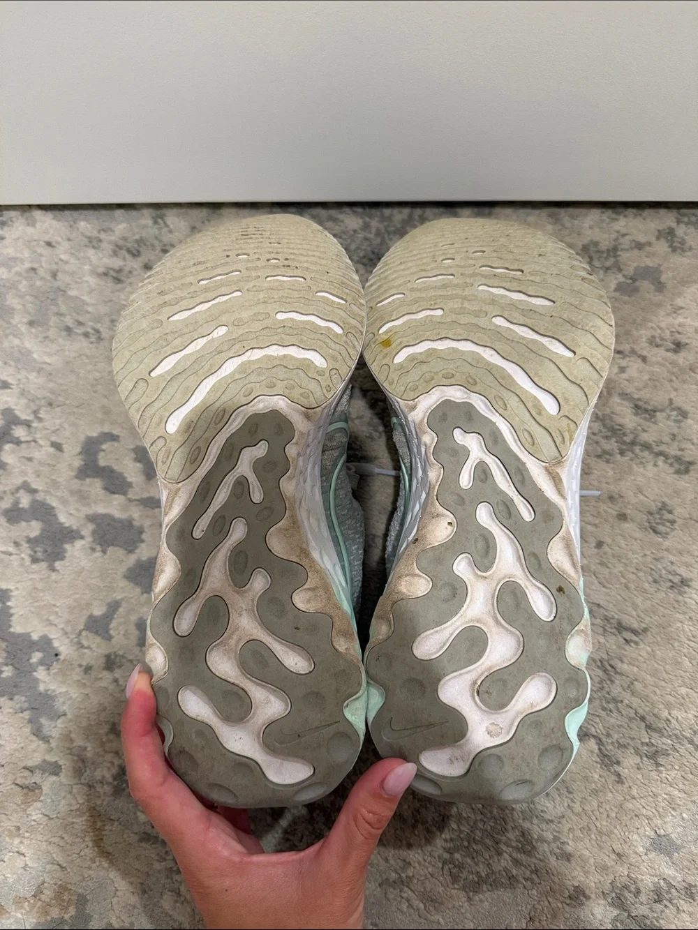 Women’s Nike React Light Gray Women's Running Sneakers with Mint Accents